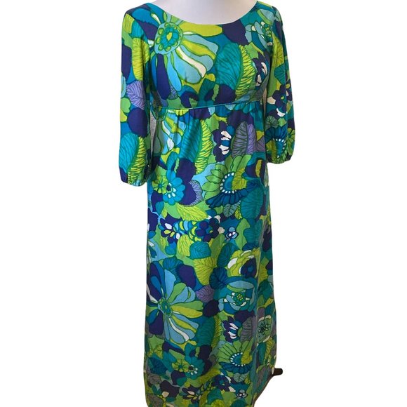 THE WHITE LOTUS: 1960s-70s Keone Sportswear Flowered Maxi Dress - Picture 9 of 9